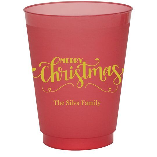 Hand Lettered Merry Christmas Scroll Colored Shatterproof Cups